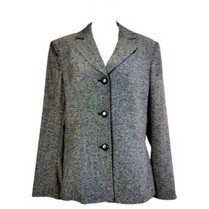 LE SUIT ESSENTIALS Gray Black Tweed Career Suit Jacket Blazer - Women's 12